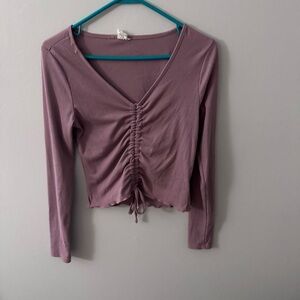 Pink Ruched Long Sleeve Blouse